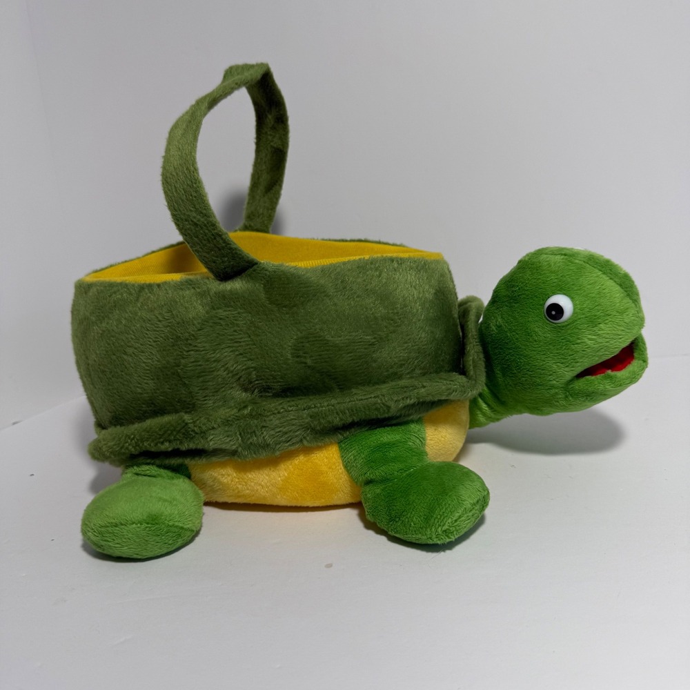 Dan Dee Collector's Choice Plush Turtle Basket Green Yellow Easter Halloween